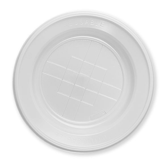 Piatto bianco in plastica, varie misure