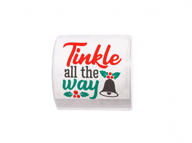 Rotolo carta igienica scritta "Tinkle all the way"