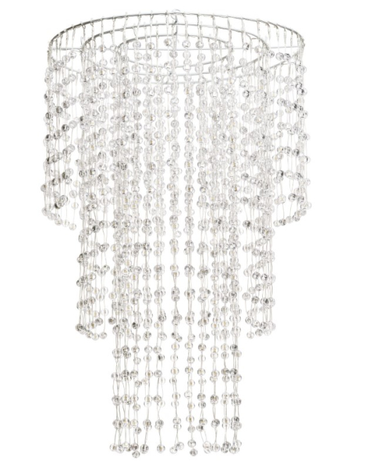 Lampadario "Chandelier" 1352 led, luce calda fissa, uso interno ed esterno, diametro 55 x 85 di altezza, filo alimentazione trasparente 6 metri