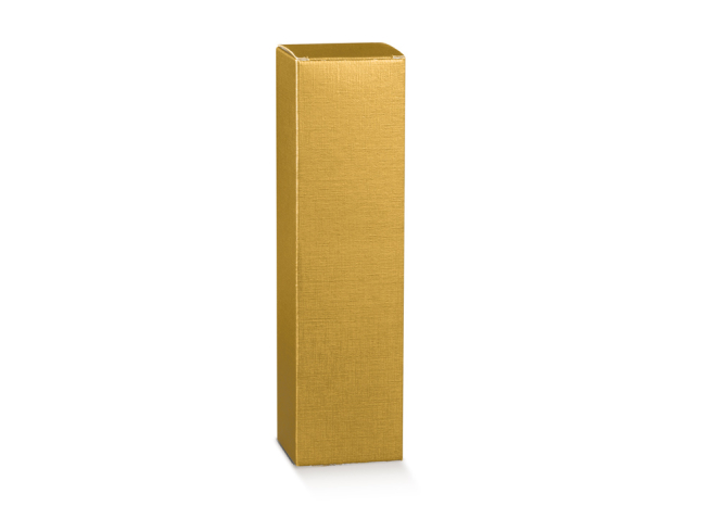 Scatola porta bottiglia Champagne in cartone fibra oro, 10x10x34 cm