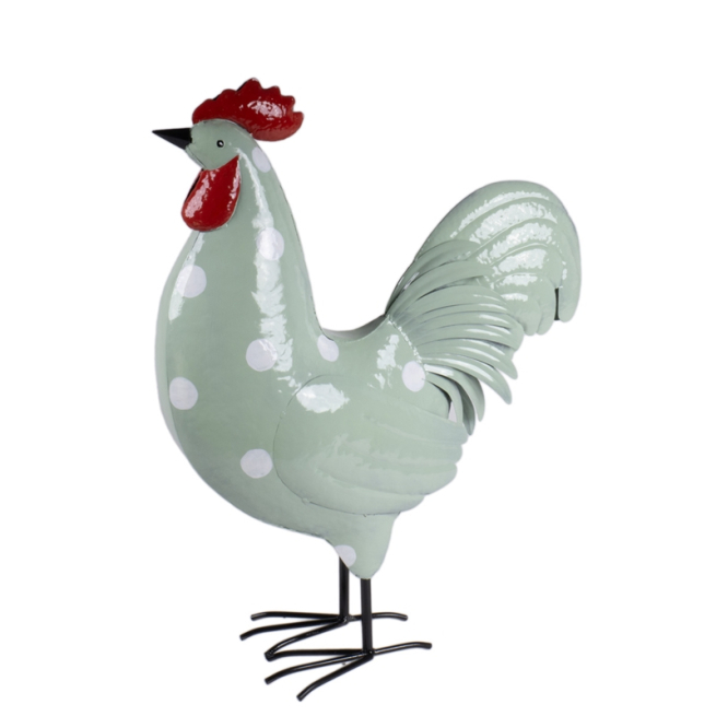 Gallo in metallo verde altezza 57 cm