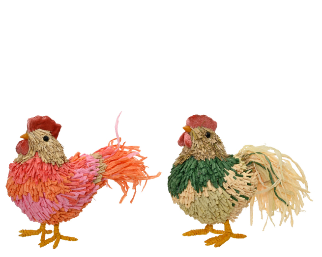 Gallo di cartapesta altezza 22 cm, soggetti assortiti