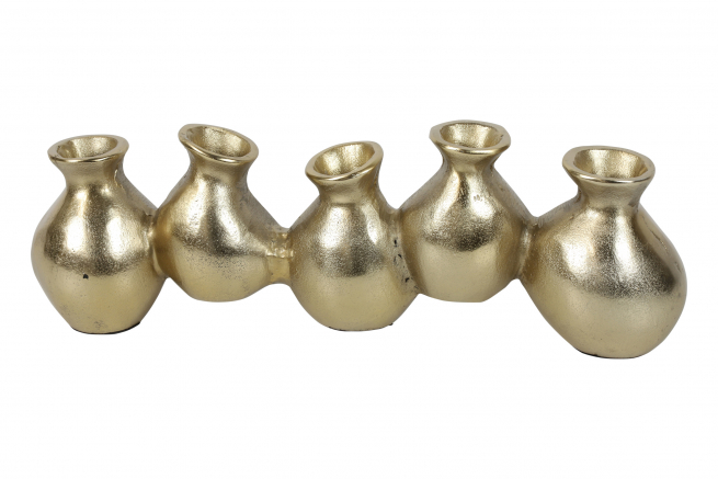 Vaso 5 posti in metallo ottone, lunghezza 60 cm