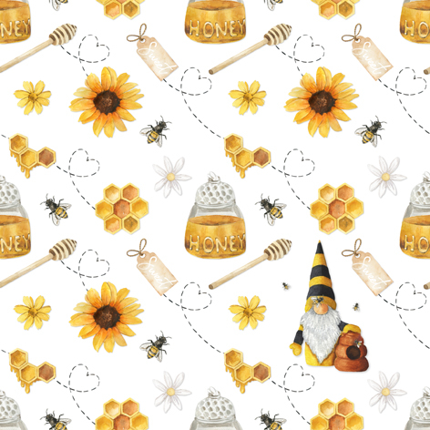 Tovagliolo in carta 3 veli stampa "Sweet Honey", 33x33 cm, confezione da 20 pezzi
