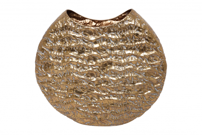 Vaso ovale in metallo oro effetto martellato, varie misure
