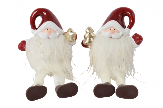 Babbo Natale in ceramica e tessuto, altezza 10.5 cm, modelli assortiti