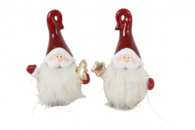 Babbo Natale in ceramica e tessuto, modelli assortiti, varie misure