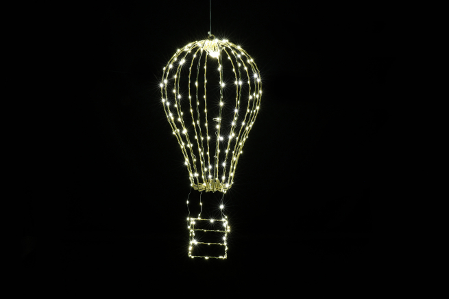 Mongolfiera in metallo oro con luci led, varie misure
