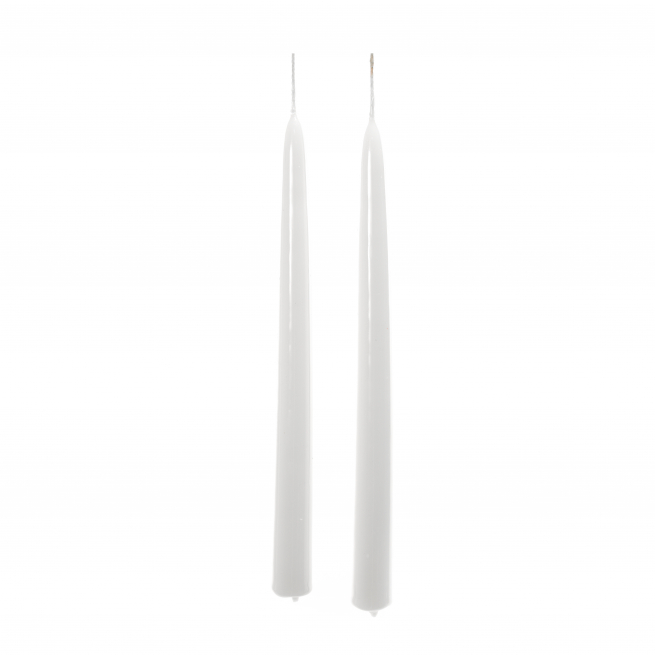 Candela a stelo in cera bianca lucida, diametro 2.2 cm, altezza 30 cm, confezione regalo da 2 pezzi