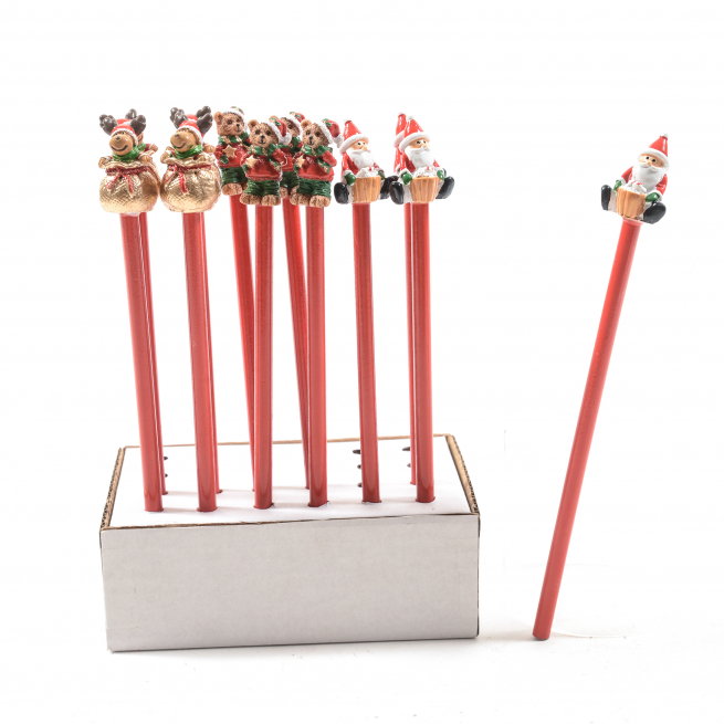 Matita natalizia, altezza 21 cm, soggetti assortiti