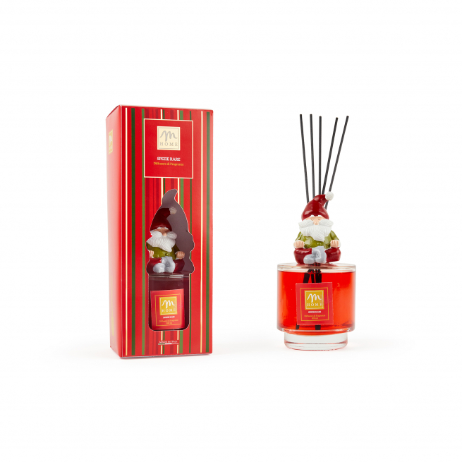 Diffusore d'essenza "Lola" con Babbo Natale e bacchetti in cotone, capacità 500 ml, fragranza spezie rare, in scatola regalo