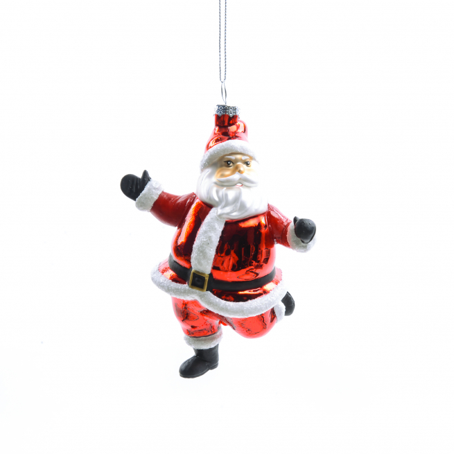 Babbo Natale in vetro da appendere, altezza 13.2 cm