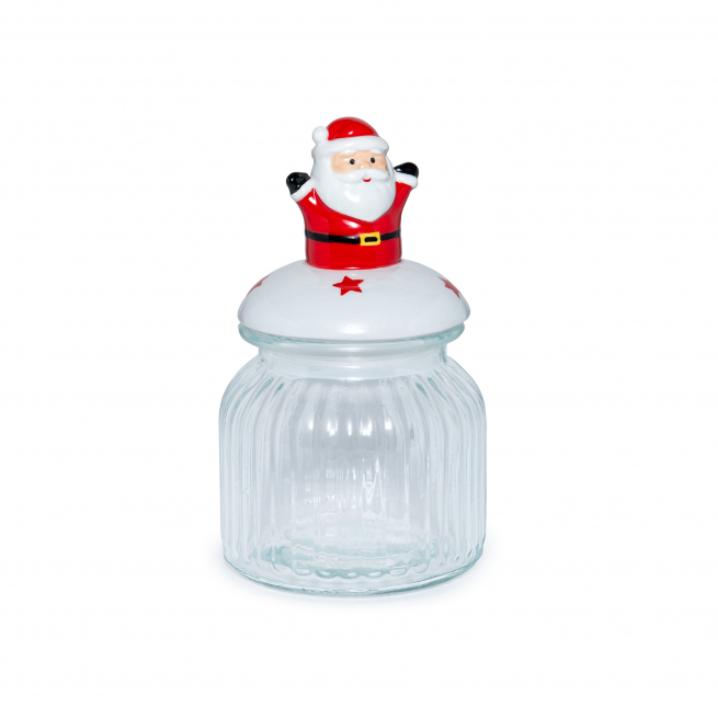 Barattolo in vetro da 650 ml con coperchio natalizio, altezza 19 cm