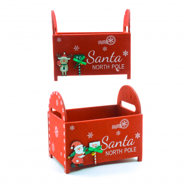 Cestino natalizio in pannolenci, altezza 17 cm, soggetti assortiti