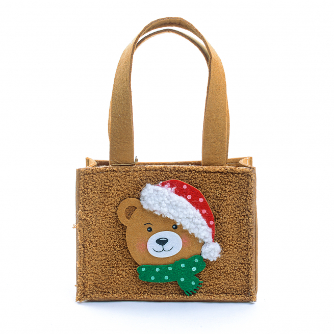 Borsa in pannolenci con applicazione orsetto, 22x17 cm