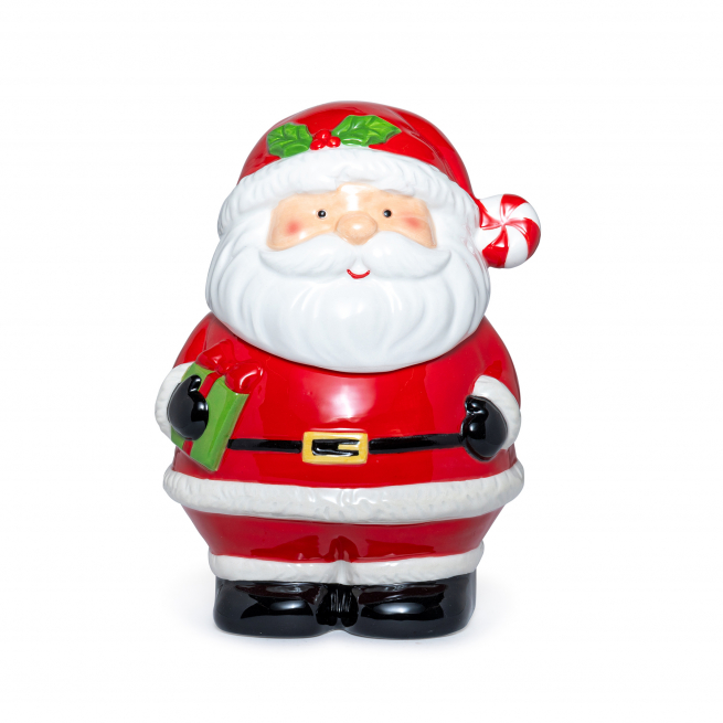 Biscottiera Babbo Natale in ceramica da 1150 ml, altezza 21.7 cm