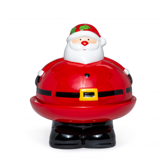 Piatto con coperchio Babbo Natale in ceramica, diametro 16 cm