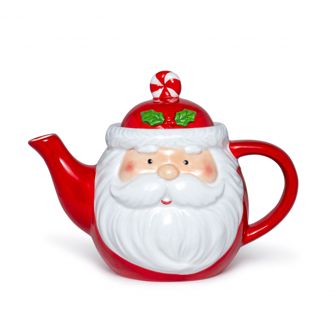 Teiera Babbo Natale in ceramica da 880 ml, altezza 16 cm