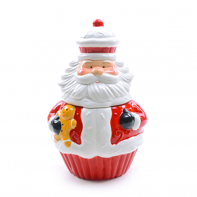 Biscottiera Babbo Natale in ceramica da 1550 ml, altezza 26.3 cm