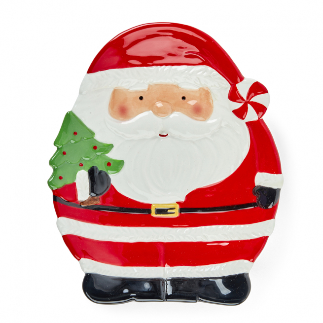 Piatto Babbo Natale in ceramica, 22x26.5 cm