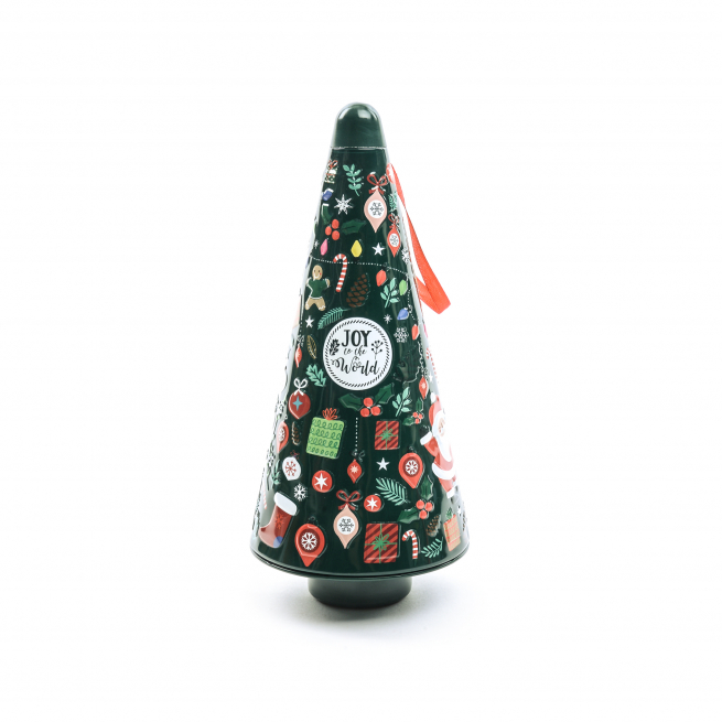 Scatola albero di Natale in latta da appendere, altezza 23 cm