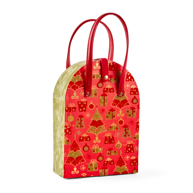 Scatola in velluto per 2 bottiglie con manici, 11x24 cm, altezza 34 cm