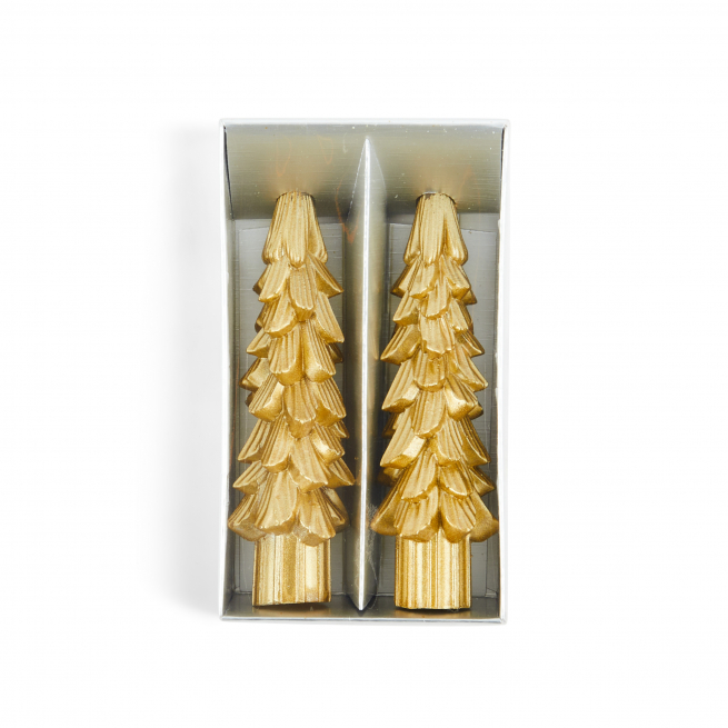 Candela albero di Natale oro, confezione da 2 pezzi in scatola regalo, varie altezze