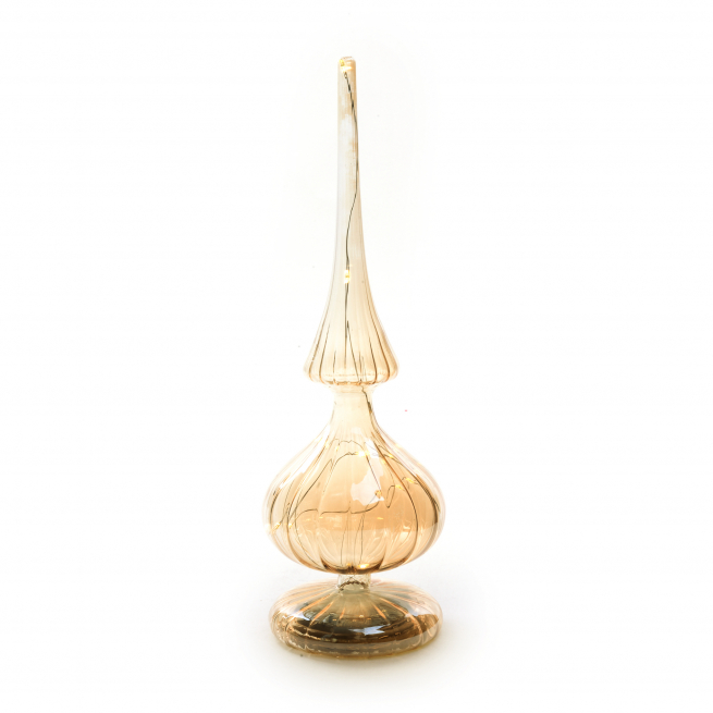 Albero in vetro con luci a batteria, altezza 28.5 cm, in scatola regalo