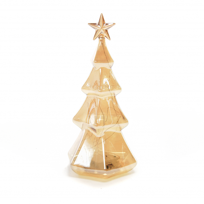 Albero in vetro con luci, in scatola regalo, varie misure
