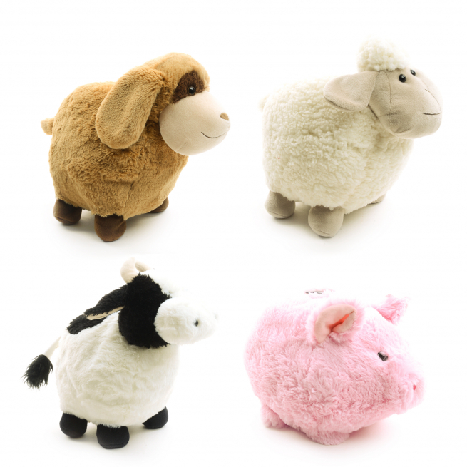 Salvadanaio peluches in tessuto, altezza 30 cm, soggetti assortiti