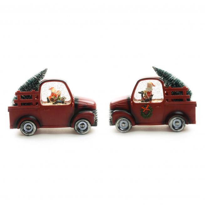 Camioncino in plastica rosso con acqua e luci, altezza 18 cm, modelli assortiti