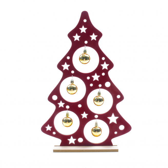 Albero di Natale in legno su base, altezza 45 cm