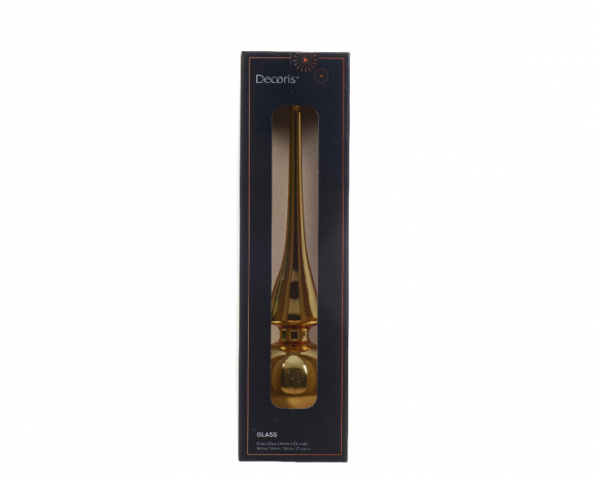 Puntale in vetro oro, diametro 6 cm, altezza 26 cm