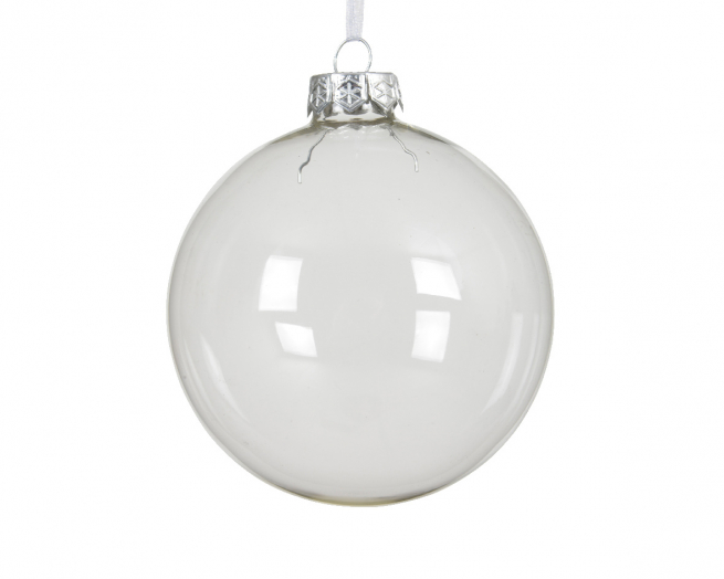 Sfera in vetro trasparente, diametro 8 cm