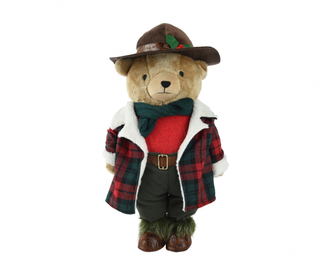 Orso natalizio in tessuto, altezza 60 cm