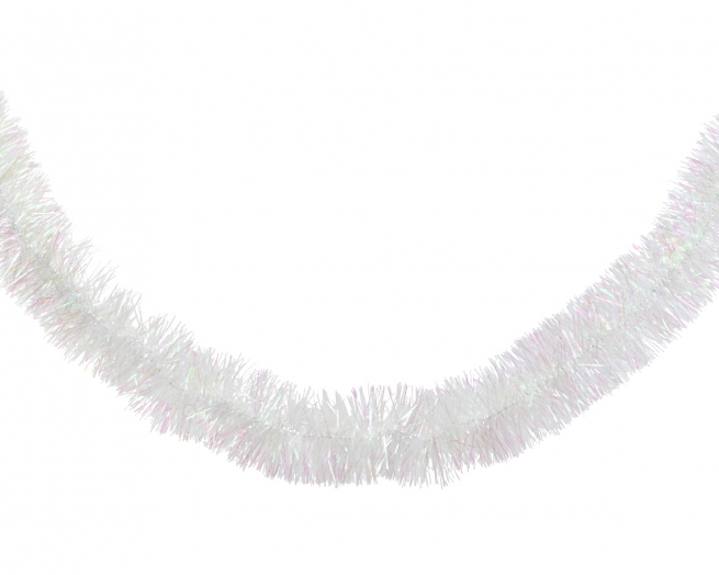 Festone bianco iridescente, diametro 10 cm, lunghezza 270 cm