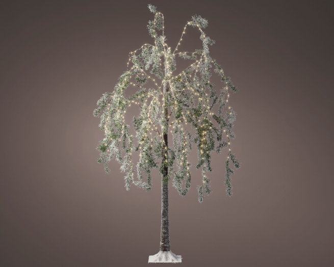 Albero in PVC verde da esterno con luci led, altezza 150 cm