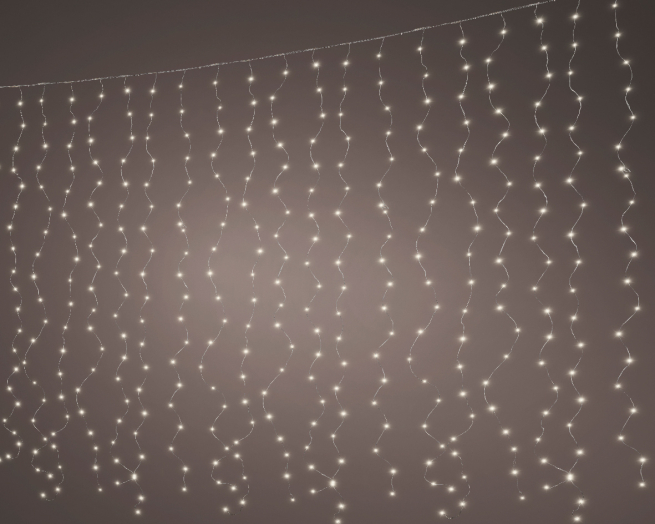 Tenda argento con 800 led da esterno, 390x200 cm