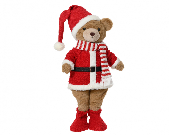 Orso natalizio in tessuto, altezza 51 cm