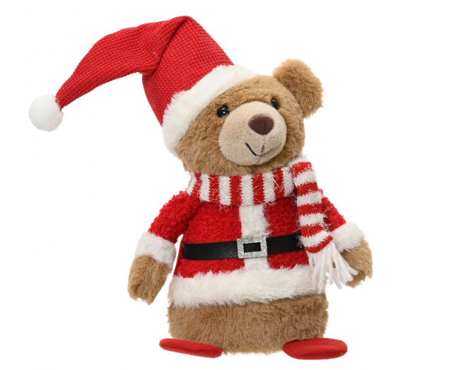 Orso natalizio in tessuto, altezza 30 cm