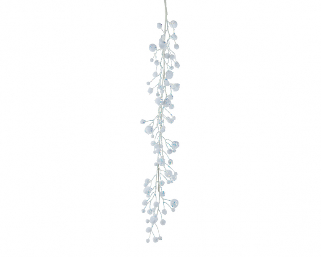 Festone con sfere di neve bianche, lunghezza 95 cm