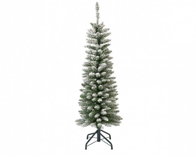Pino "Pencil" verde innevato, altezza 180 cm, diametro base 50 cm