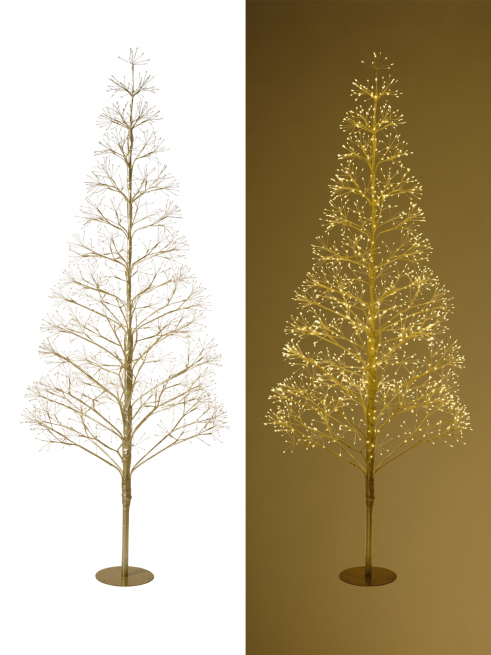 Albero oro su base in metallo con 1680 led, altezza 180 cm