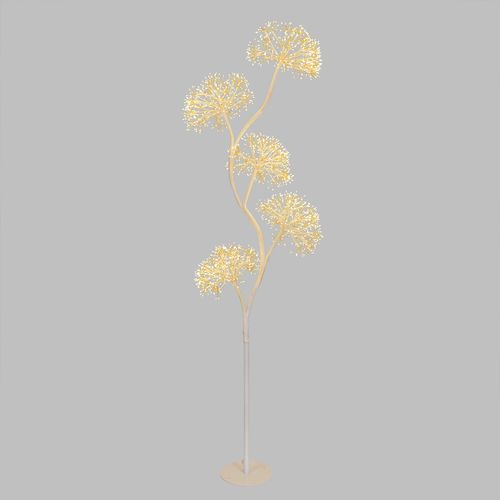 Albero con sfere "Riccio" rami bianchi luce calda con flashled, uso interno ed esterno, altezza 170 centimetri, filo alimentazione trasparente 5 metri