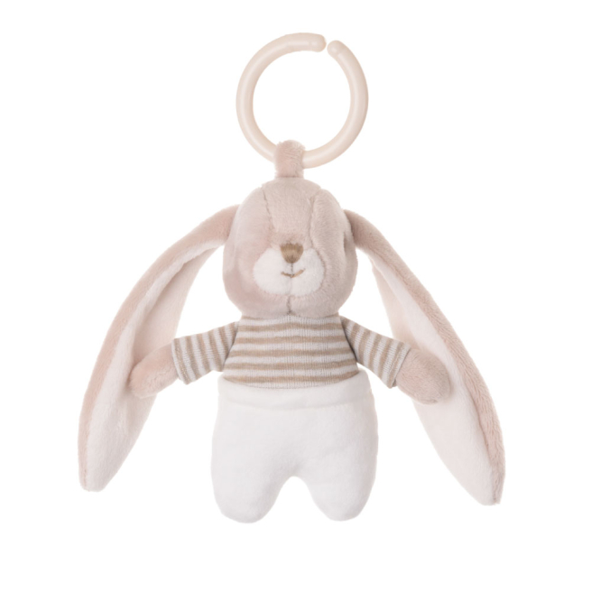 Coniglietto musicale "Lucian" con maglia a righe, altezza 15 cm in scatola regalo