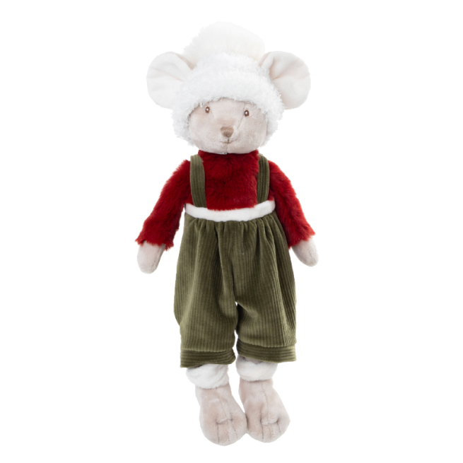 Topo "Christmas Henry" con pantalone verde, altezza 30 cm