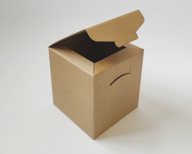 Scatola "Segreto" automontante base quadrata in cartone avana, vari formati