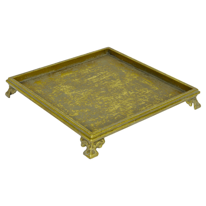 Alzata in metallo oro antichizzato, 33x33 cm