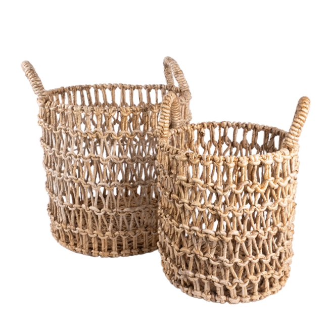 Cesto tondo in rattan naturale con 2 manici, vari formati