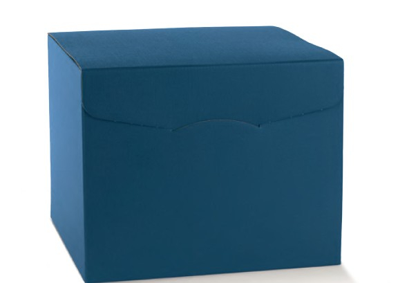 Scatola "Segreto" automontante base quadrata in cartone blu, vari formati